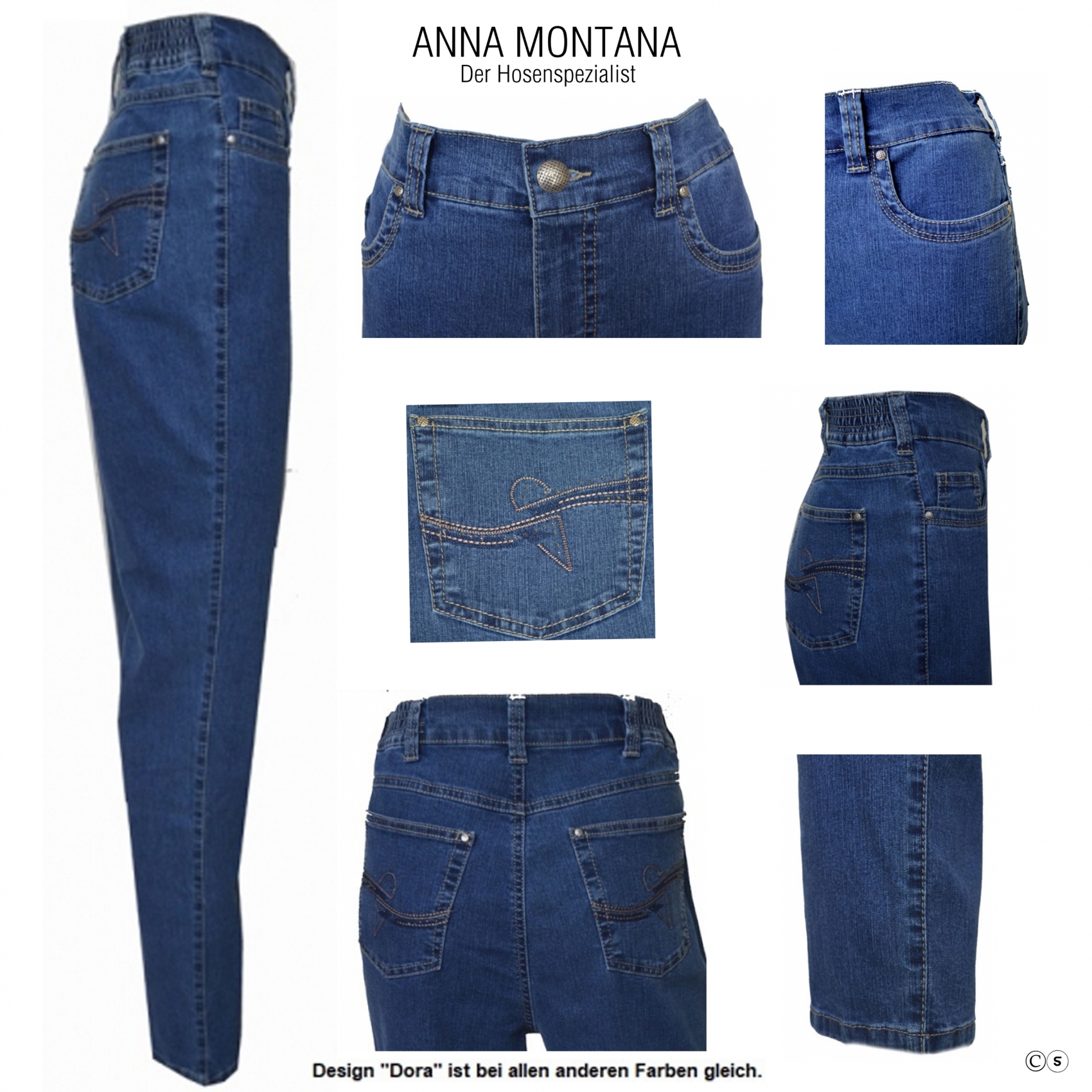 Dora 4014 Normallang  Hosen/Jeans mit kleinem seitlichen Gummizug am Bund bis Größe 50 / ANNA MONTANA